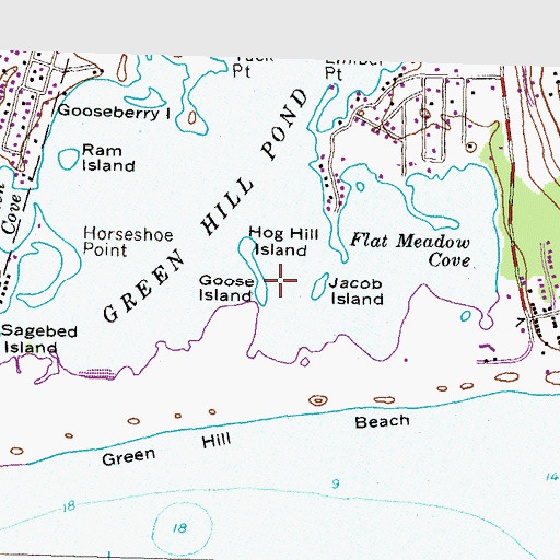 Topographic Map of Goose Island, RI