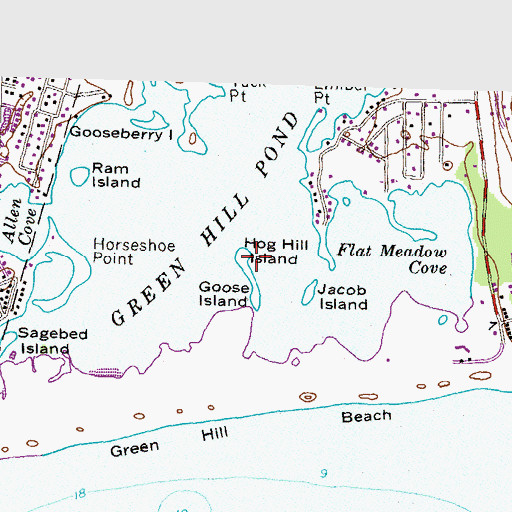 Topographic Map of Hog Hill Island, RI