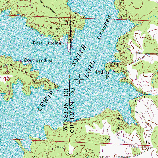 Topographic Map of Little Crooked Creek, AL