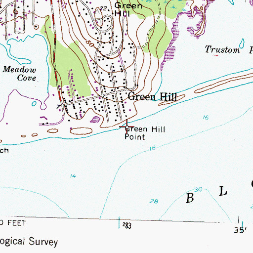 Topographic Map of Green Hill Point, RI
