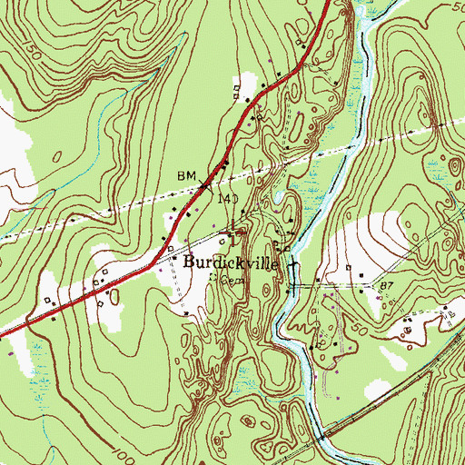 Topographic Map of Burdickville, RI