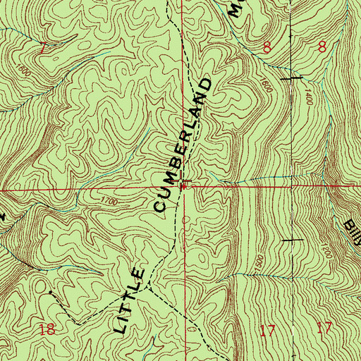 Topographic Map of Little Cumberland Mountain, AL