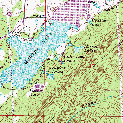 Topographic Map of Little Deer Lakes, AL