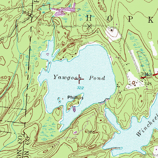 Topographic Map of Yawgoog Pond, RI