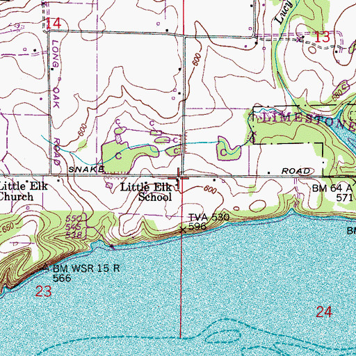 Topographic Map of Little Elk School, AL