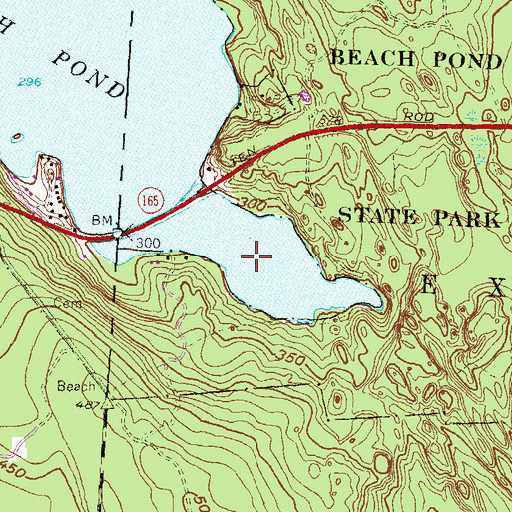 Topographic Map of Beach Pond, RI