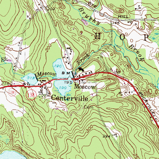 Topographic Map of Moscow, RI