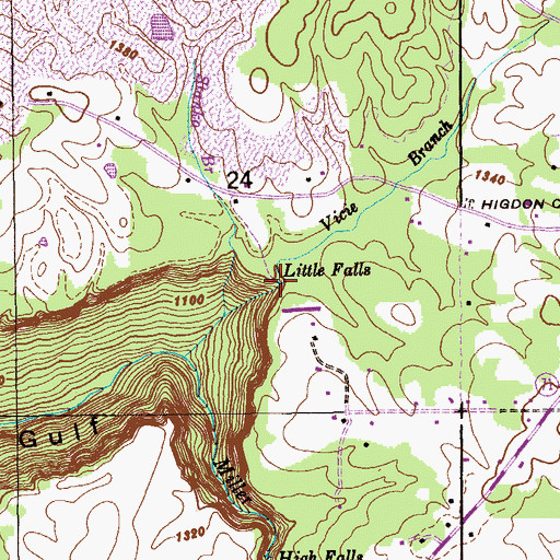 Topographic Map of Little Falls, AL