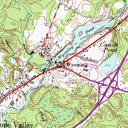 Topographic Map of Wyoming, RI