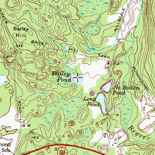 Topographic Map of Bailey Pond, RI