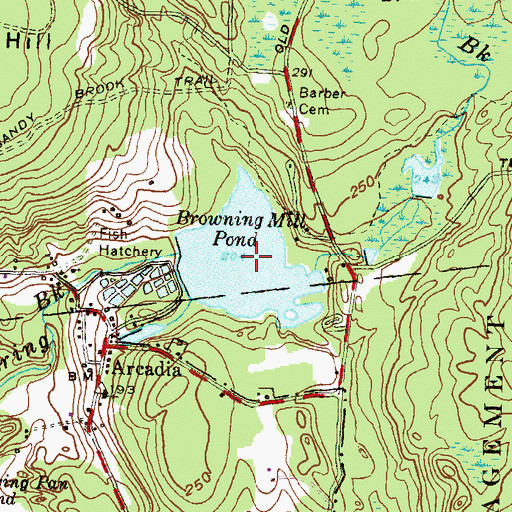 Topographic Map of Browning Mill Pond, RI