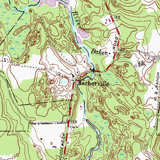 Topographic Map of Barberville, RI
