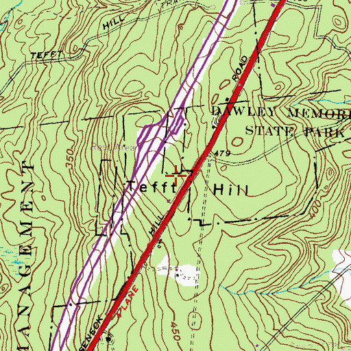 Topographic Map of Tefft Hill, RI