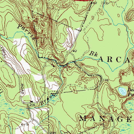 Topographic Map of Woody Hill Brook, RI