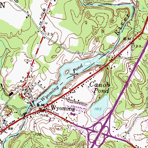 Topographic Map of Wyoming Pond, RI