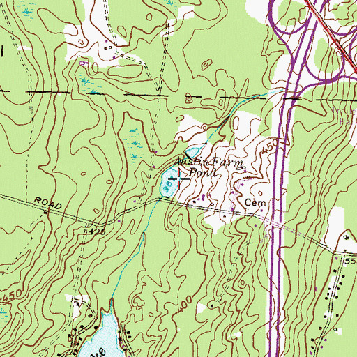 Topographic Map of Austin Farm Pond, RI