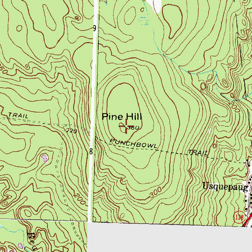 Topographic Map of Pine Hill, RI