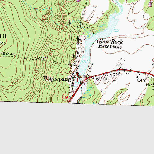 Topographic Map of Usquepaug, RI