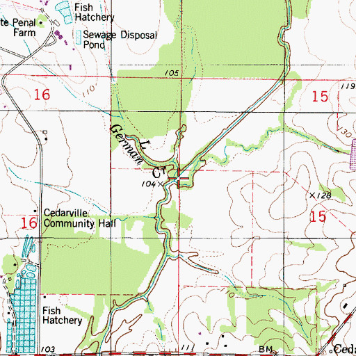 Topographic Map of Little German Creek, AL