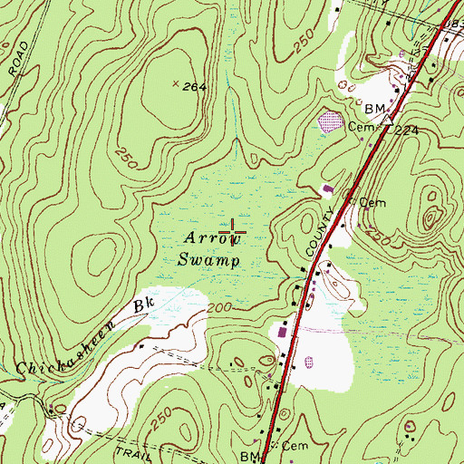Topographic Map of Arrow Swamp, RI