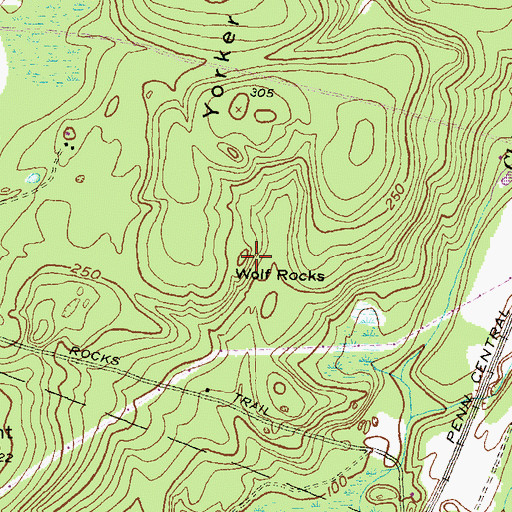 Topographic Map of Wolf Rocks, RI