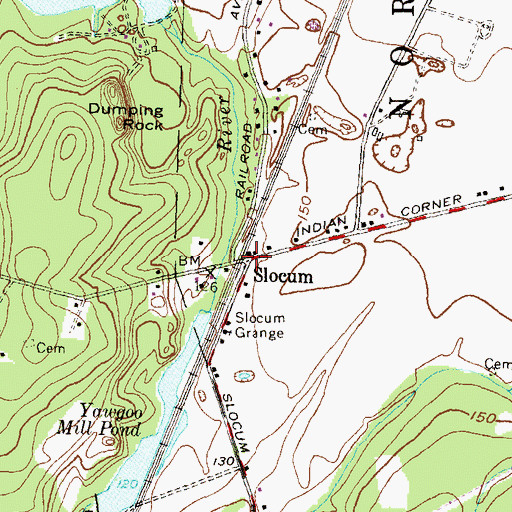Topographic Map of Slocum, RI