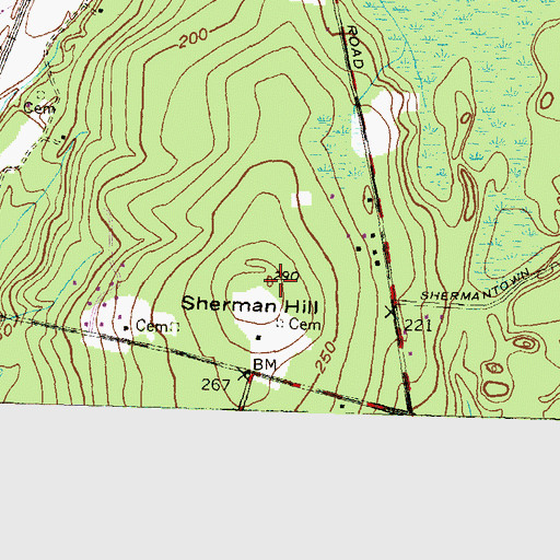 Topographic Map of Sherman Hill, RI