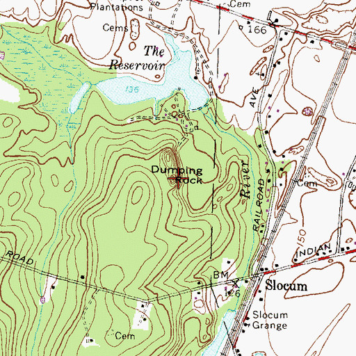 Topographic Map of Dumping Rock, RI