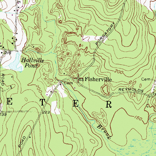 Topographic Map of Fisherville, RI
