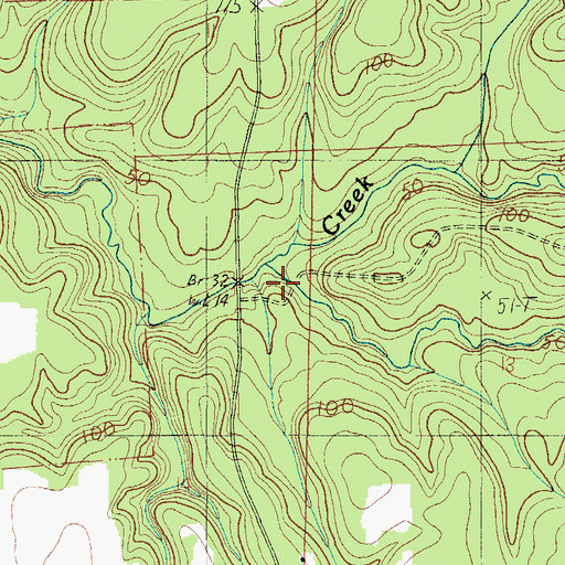 Topographic Map of Little Halls Creek, AL