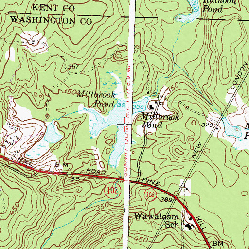 Topographic Map of Millbrook Pond, RI