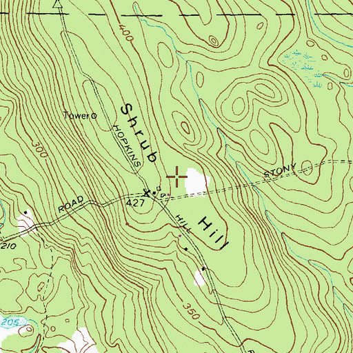 Topographic Map of Shrub Hill, RI