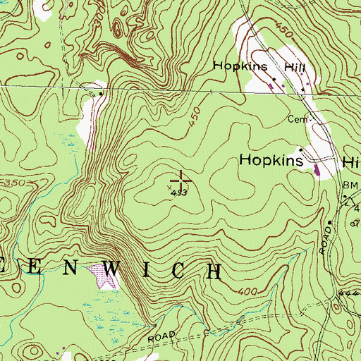 Topographic Map of Hopkins Hill, RI