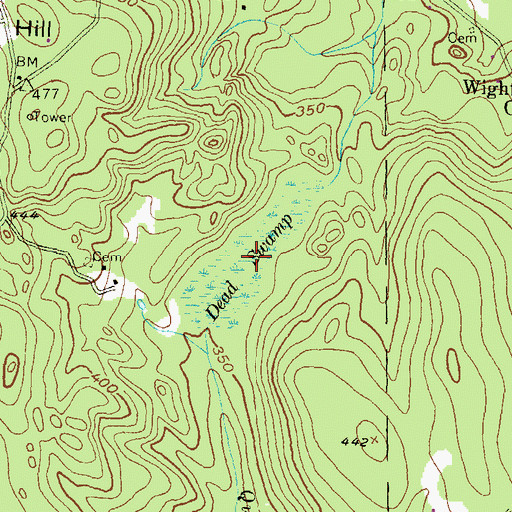 Topographic Map of Dead Swamp, RI