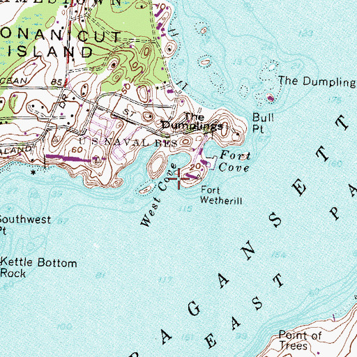 Topographic Map of West Cove, RI