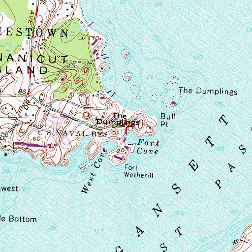 Topographic Map of The Dumplings, RI