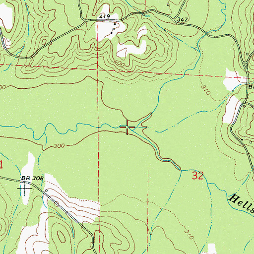Topographic Map of Little Hells Creek, AL