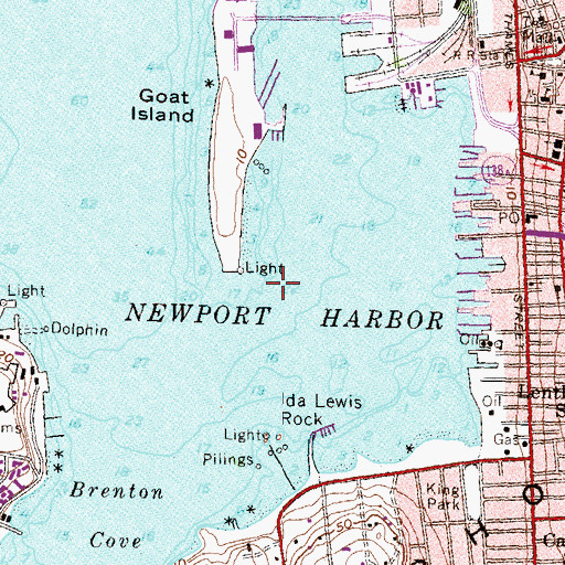 Topographic Map of Newport Harbor, RI