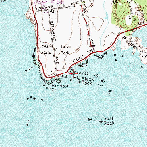 Topographic Map of Graves Point, RI