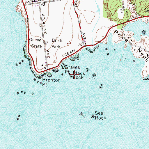 Topographic Map of Black Rock, RI