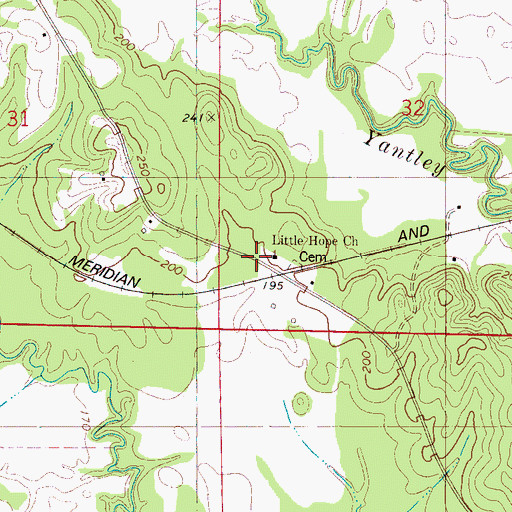 Topographic Map of Little Hope Church, AL