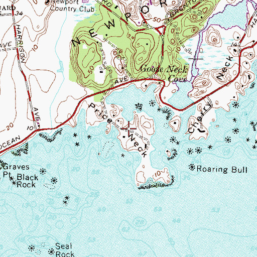 Topographic Map of Price Neck, RI