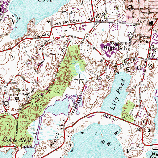 Topographic Map of Newport Neck, RI