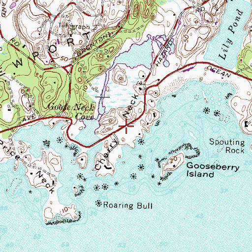 Topographic Map of Cherry Neck, RI