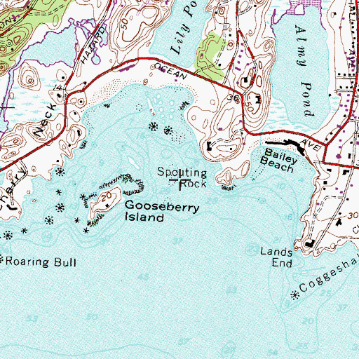 Topographic Map of Spouting Rock, RI