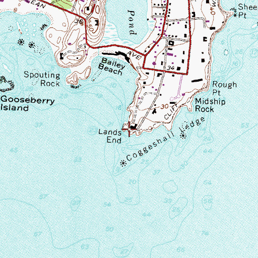 Topographic Map of Lands End, RI