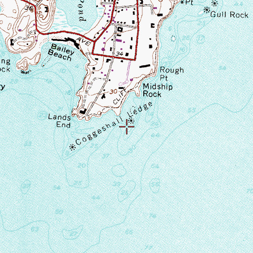 Topographic Map of Coggeshall Ledge, RI