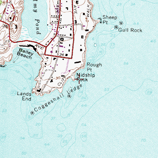 Topographic Map of Midship Rock, RI