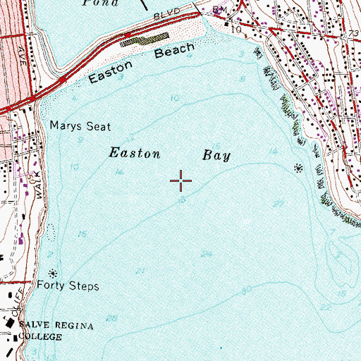 Topographic Map of Easton Bay, RI