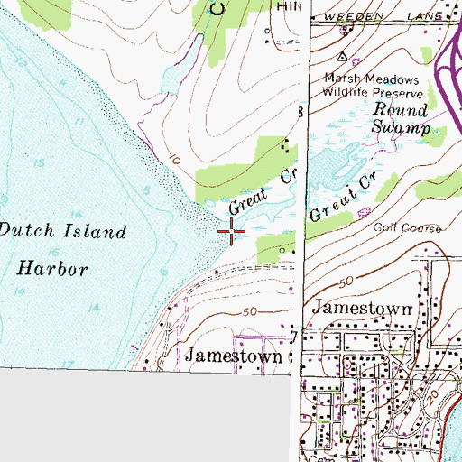 Topographic Map of Great Creek, RI